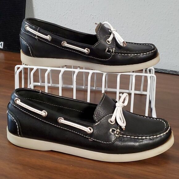 David Richard Ltd x Saks Fifth Avenue‎ Women's Black Leather Boat Deck Shoes 7B - Picture 1 of 9